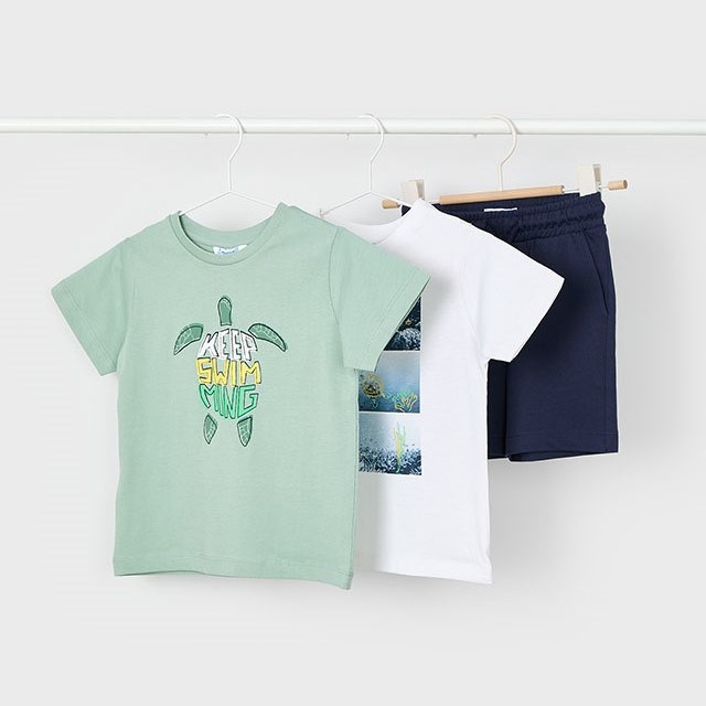 Mayoral Yazlık Erkek T-shirt Şort 3'lü Set Yeşil