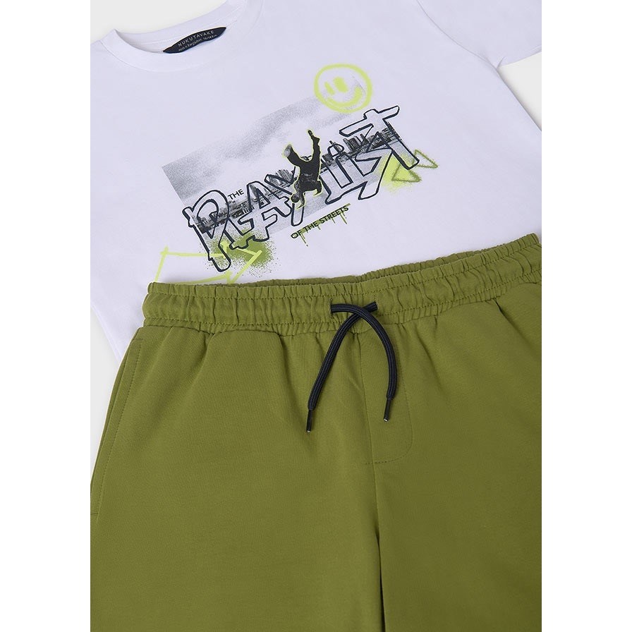 Mayoral Yazlık Erkek T-shirt Şort 2'li Set Beyaz