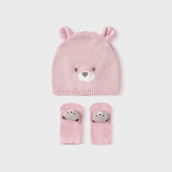 Mayoral Yazlık Kız Bebek Örme Şapka Çorap Set Pembe