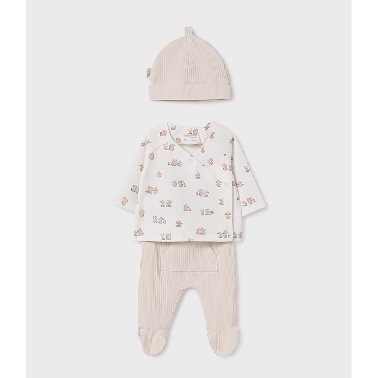Mayoral Yazlık Bebek Bluz Patikli Pantolon 3'lü Set Krem