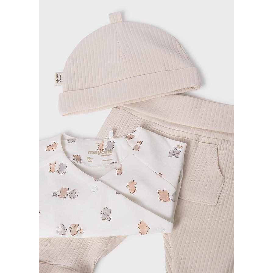Mayoral Yazlık Bebek Bluz Patikli Pantolon 3'lü Set Krem