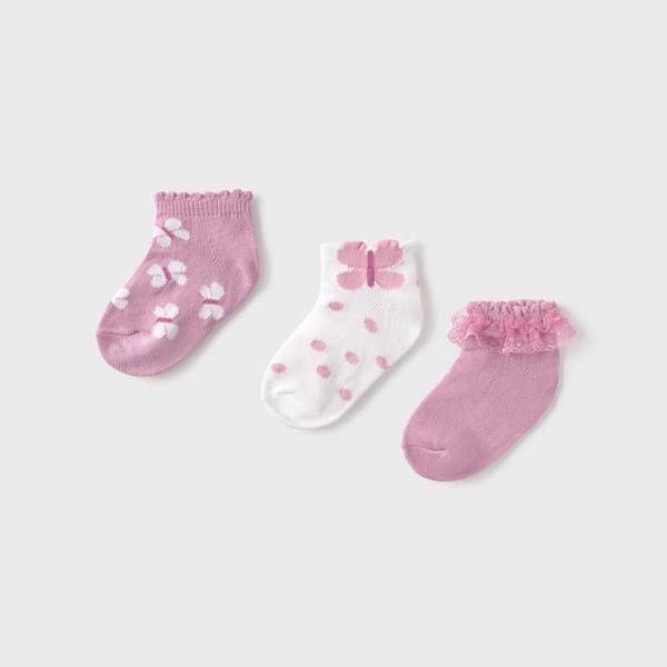 Mayoral Yazlık Kız Bebek Çorap 3'lü Set Pembe