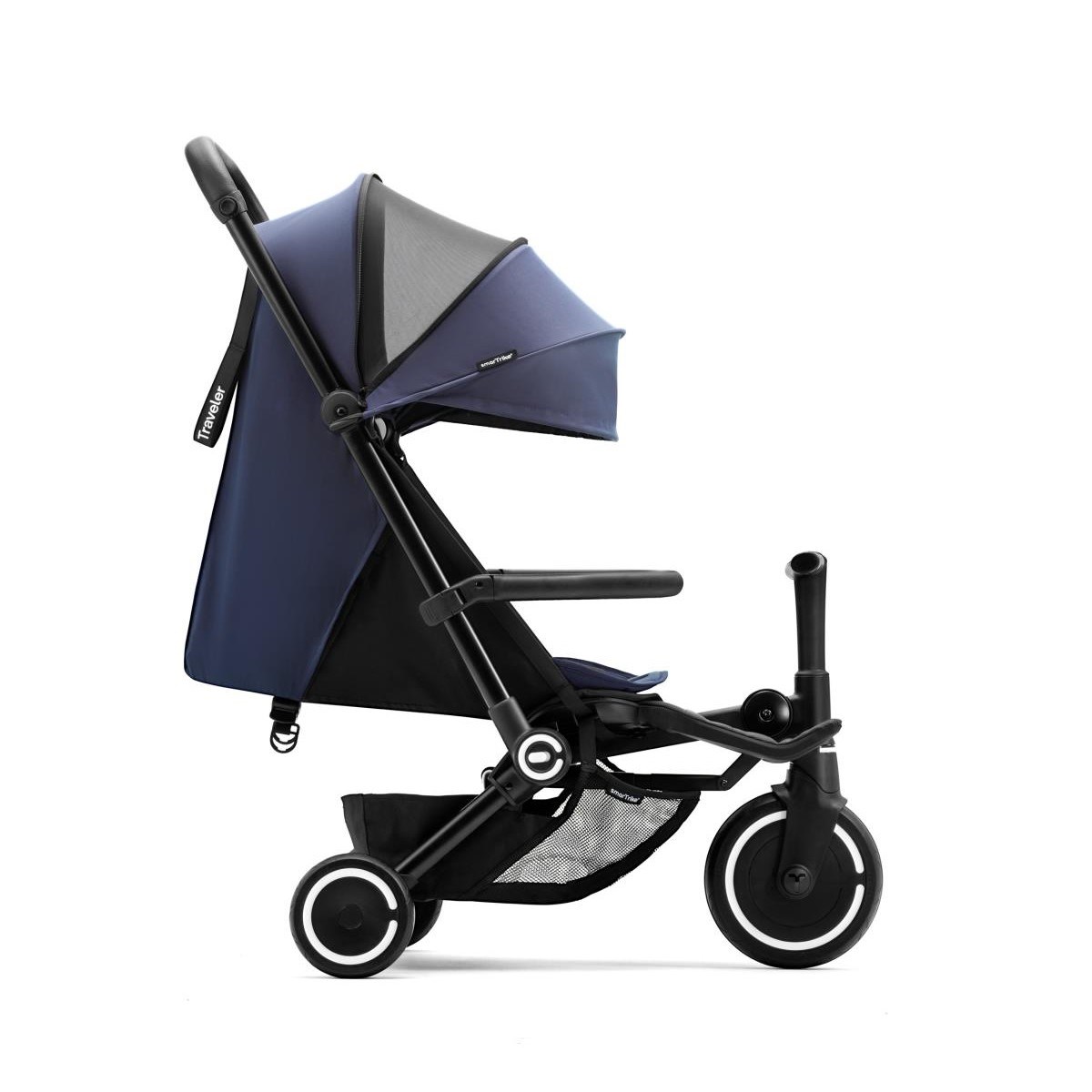 SmarTrike Traveler Hepsi Bir Arada Aktif Kabin Boy Bebek Arabası ve Bisiklet (6 Ay – 4 Yaş) - Midnig 
