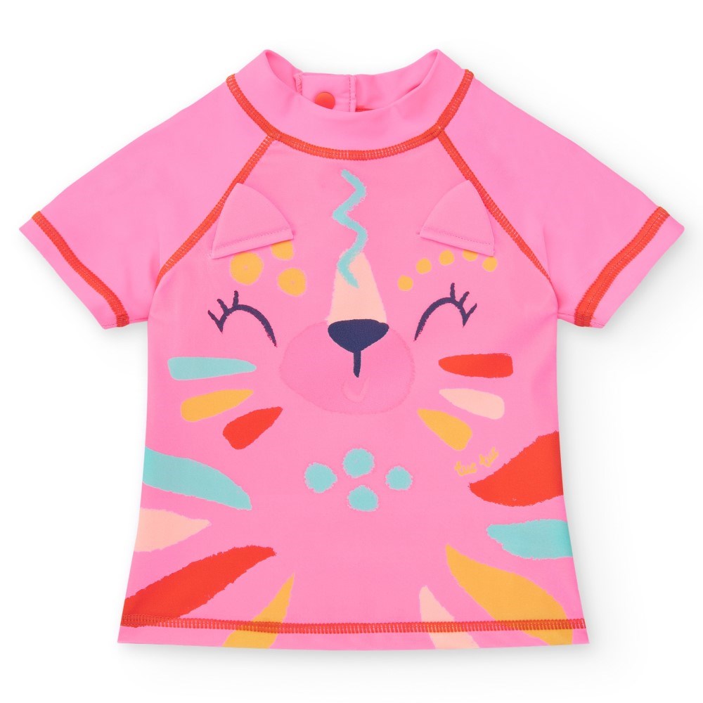Tuc Tuc Yazlık Kız UV Korumalı T-shirt Mayo Pembe