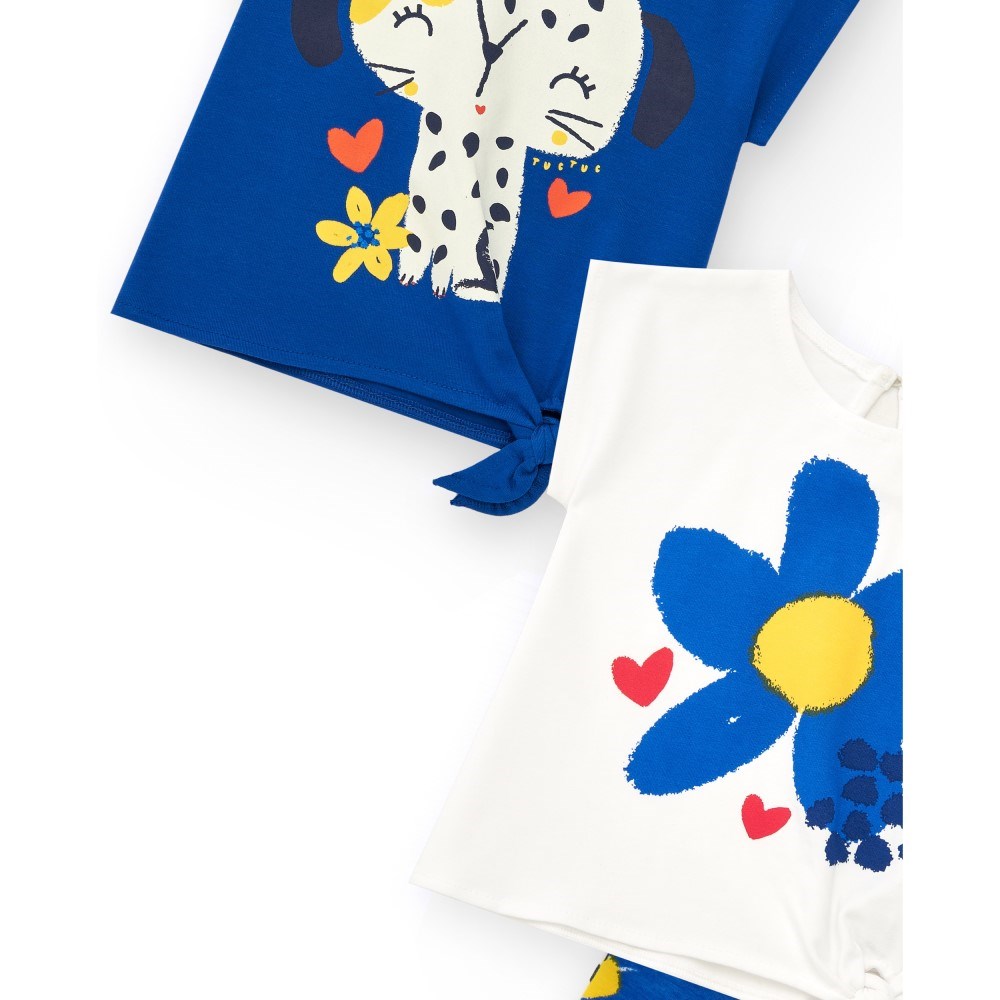 Tuc Tuc Kız T-shirt Şort 3'lü Set  Mavi