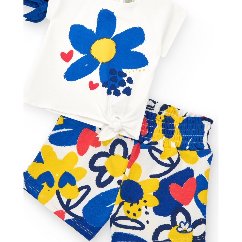 Tuc Tuc Kız T-shirt Şort 3'lü Set  Mavi
