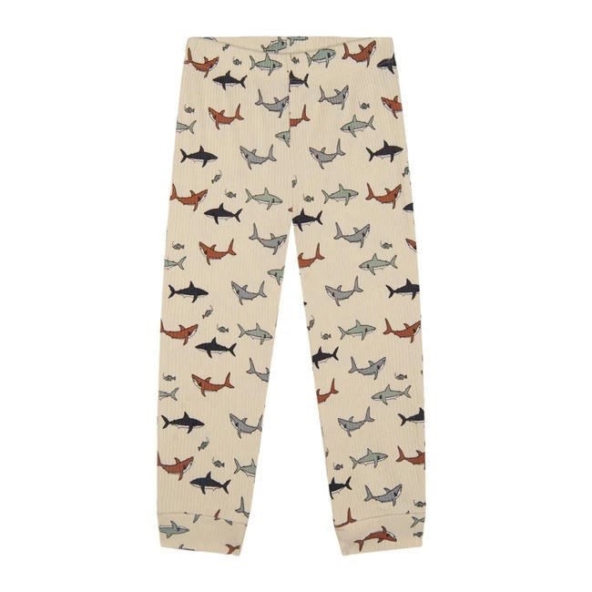 Antebies Erkek  Çocuk Kısa Kollu Organik Pijama Takımı- Köpekbalığı Beyaz