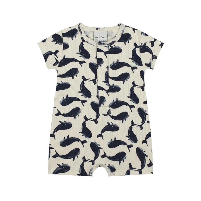 Antebies Organik Bebek Romper Tulum- Balina Beyaz