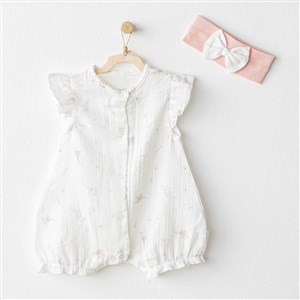 Andywawa Kız Bebek Yazlık Tulum ve Bandana 2'li Set - Love Family