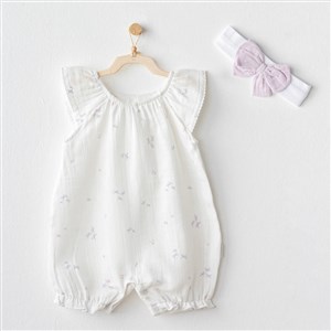 Andywawa Kız Bebek Yazlık Tulum ve Bandana 2'li Set - Butterfly