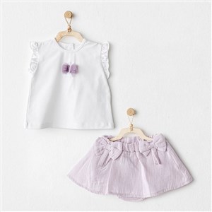 Andywawa Yazlık Kız Bebek T-Shirt Şort 2'li Set- Butterfly