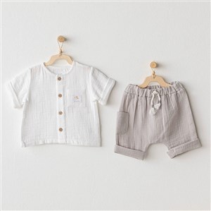 Andywawa Yazlık Erkek Bebek Kısa Kol T-shirt Şort Takım 2'li Set- Happy Palace