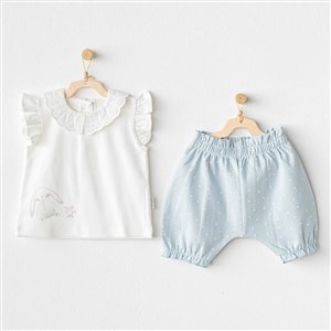 Andywawa Yazlık Kız Bebek T-Shirt Şort 2'li Set- Bunny Bear
