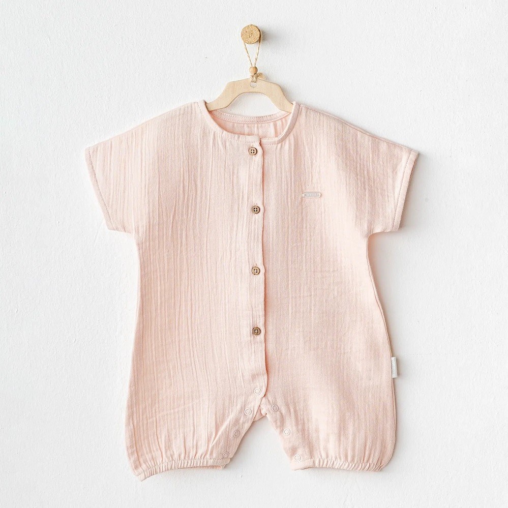Andywawa Bebek Yazlık Müslin Romper Tulum Pembe