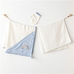 Andywawa Erkek Bebek Banyo Havlu 3'lü Set- Dino