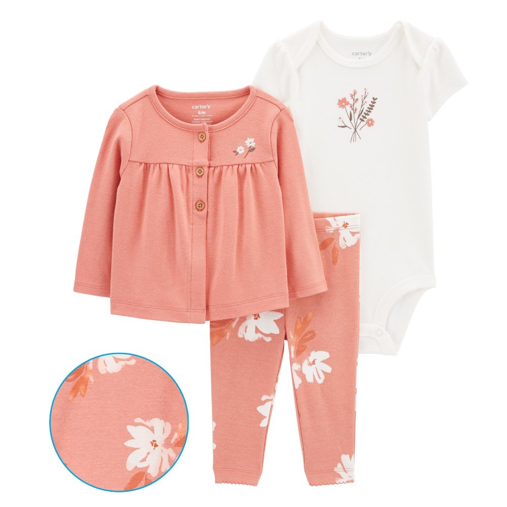 Carter's Kız Bebek Hırkalı 3'lü Set Pembe