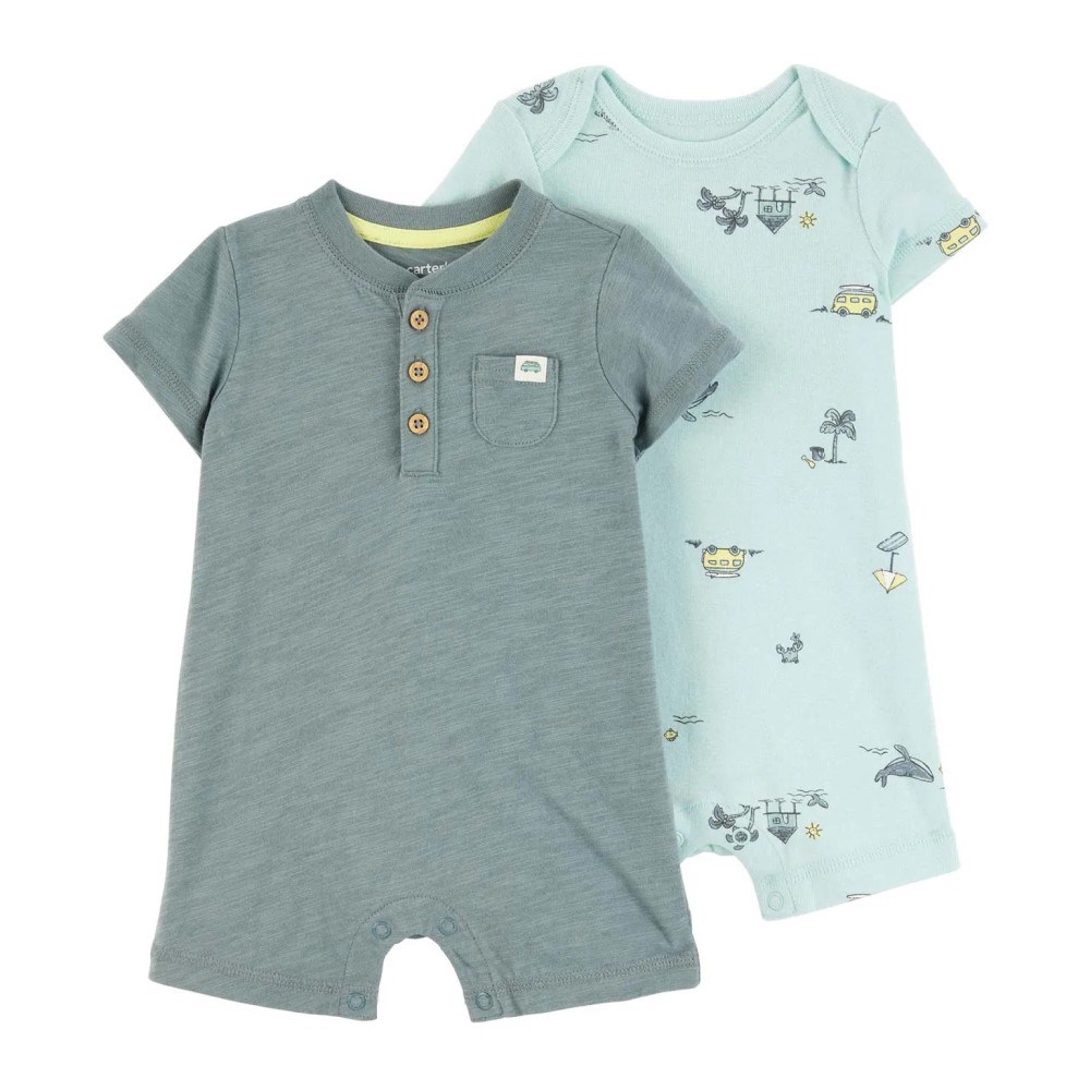 Carter's Erkek Bebek 2'li Romper Tulum Yeşil