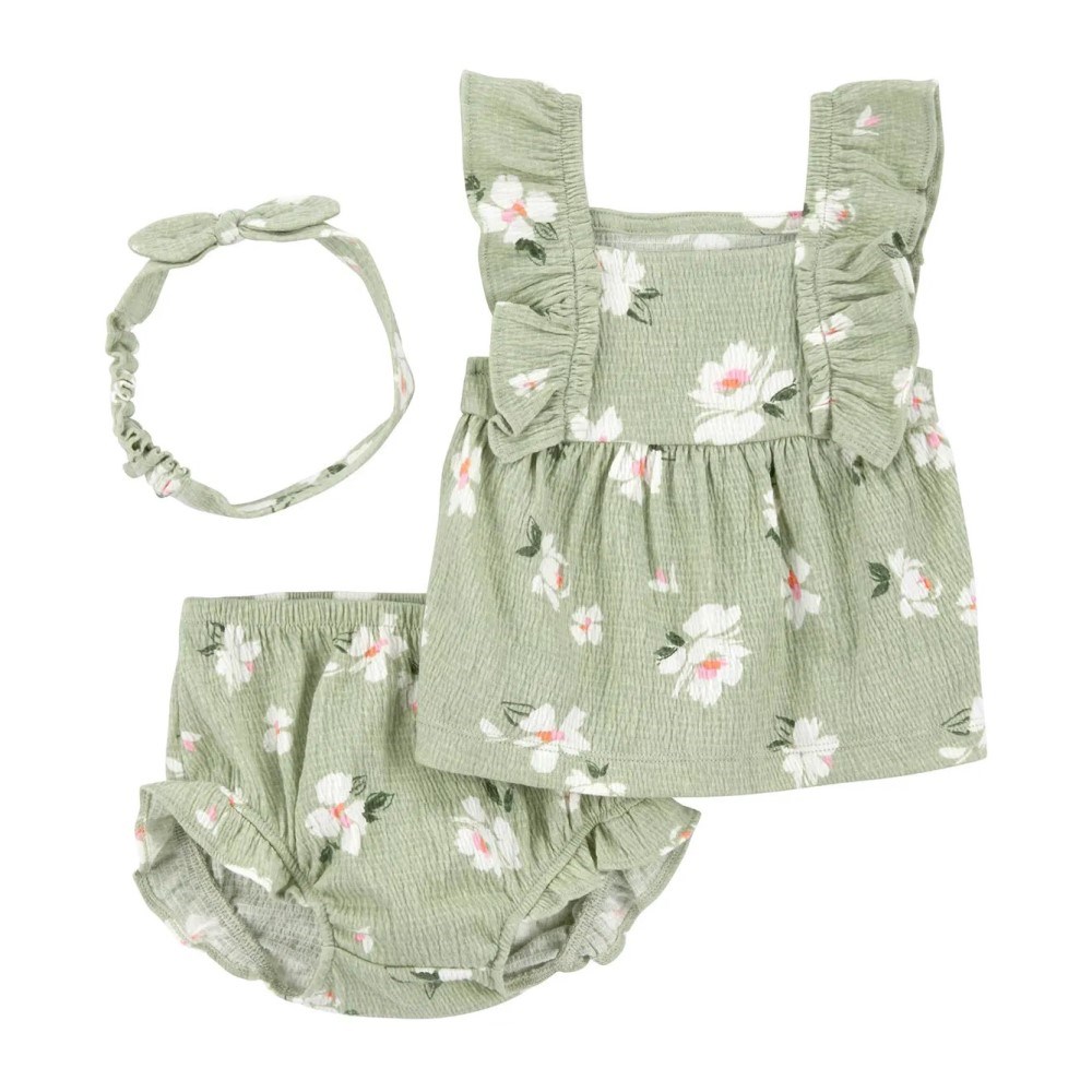 Carter's Kız Bebek Alt Üst Takım 3'lü Set Yeşil