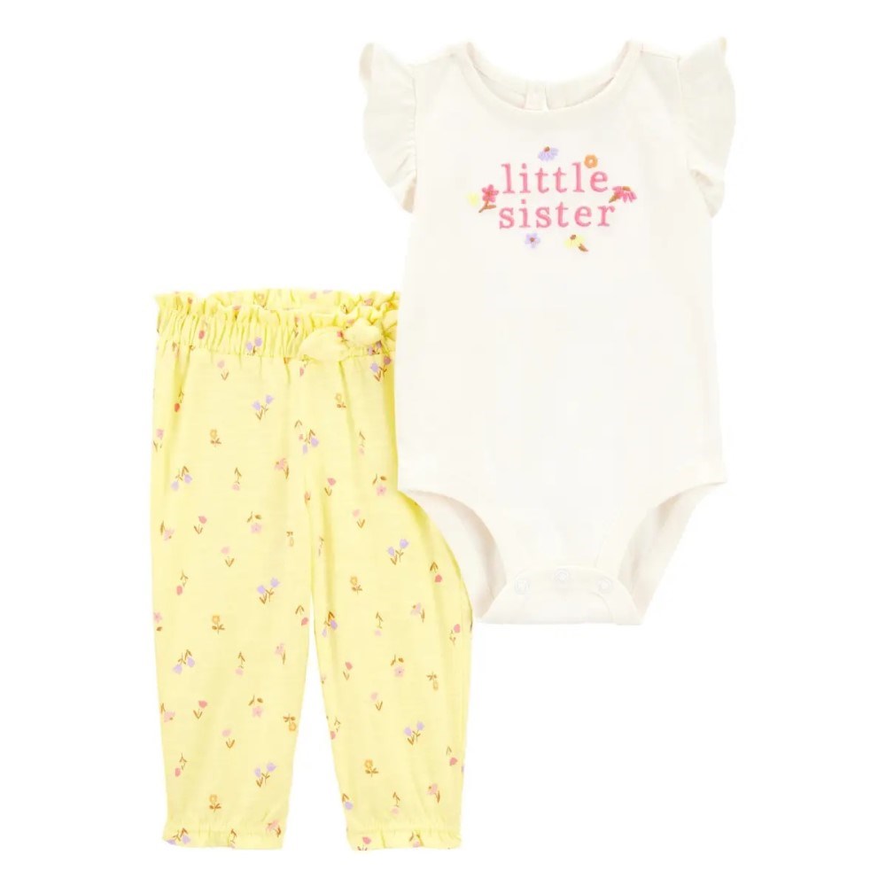 Carter's Kız Bebek Body Pantolon 2'li Set Beyaz