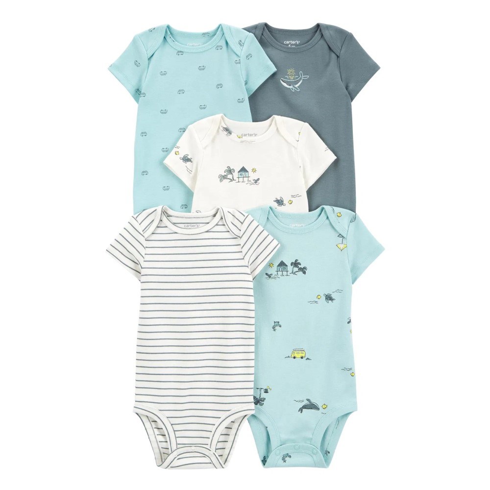 Carter's Layette Erkek Bebek Kısa Kollu Body 5'li Set Yeşil