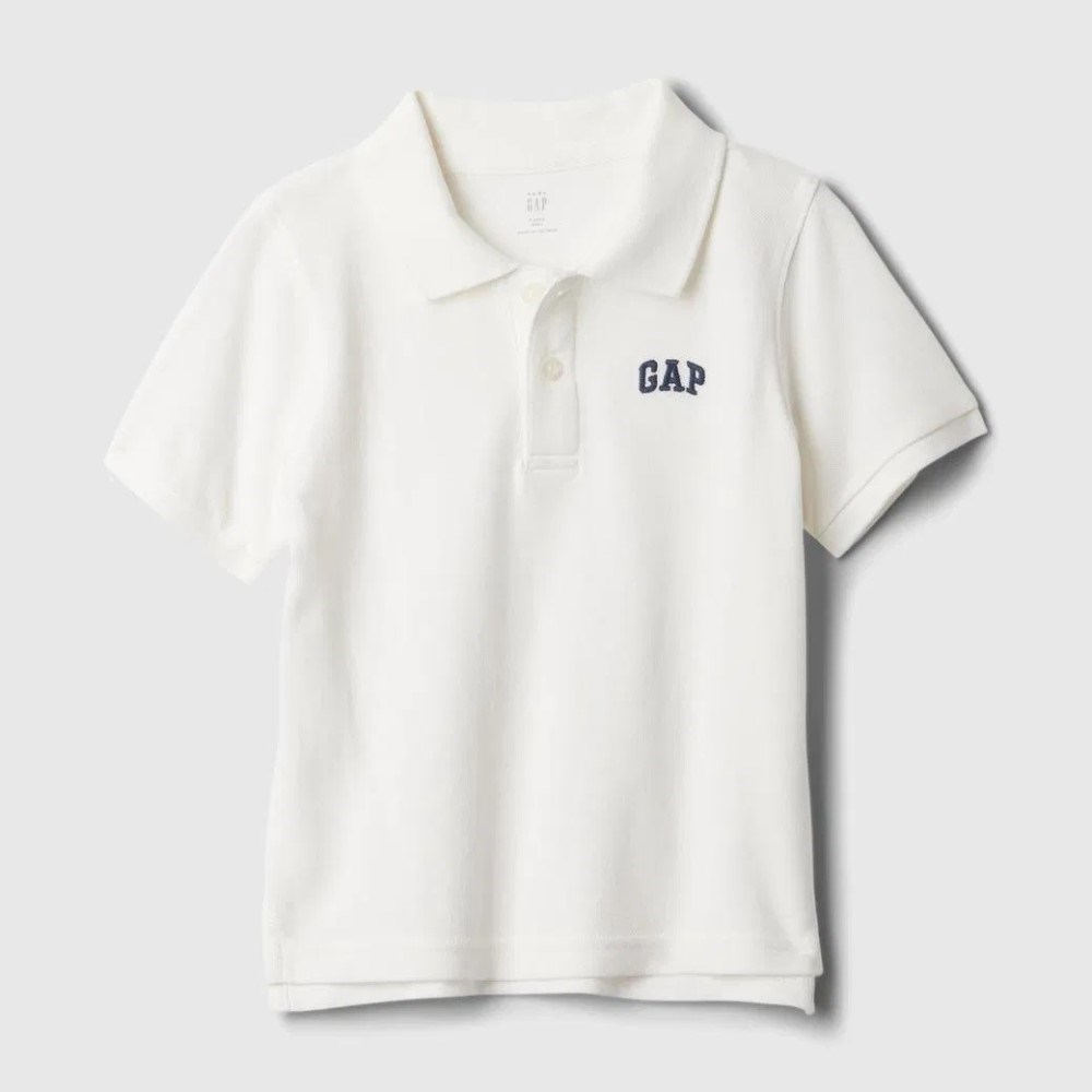 GAP Logolu Erkek Bebek Polo Yaka Kısa Kol T-shirt Beyaz