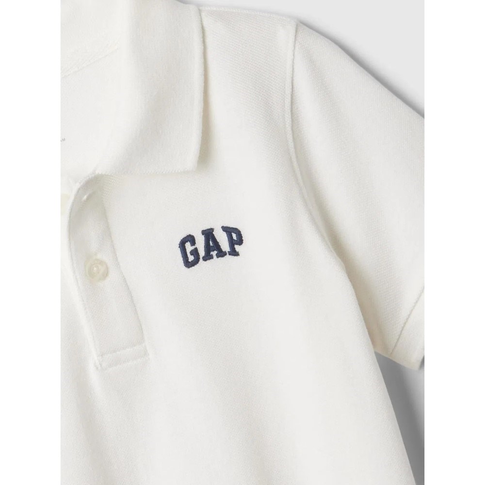 GAP Logolu Erkek Bebek Polo Yaka Kısa Kol T-shirt Beyaz