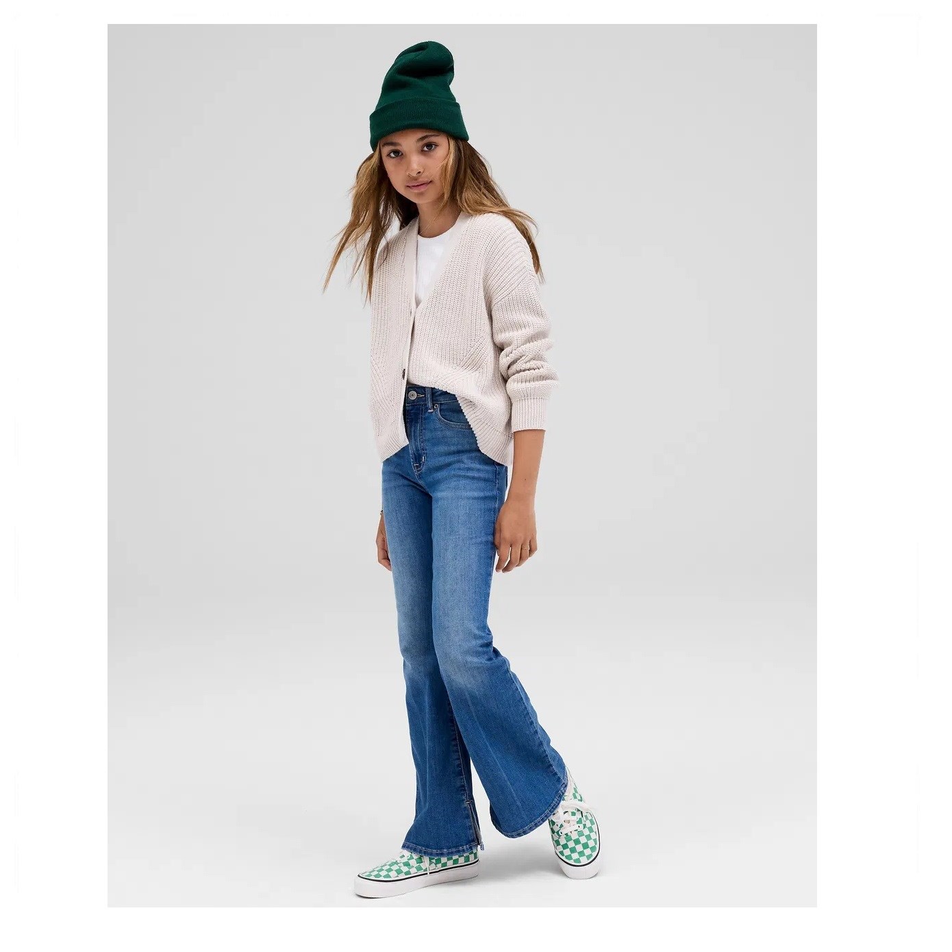 GAP Kız Çocuk High Rise '70s Flare Jean Pantolon Mavi