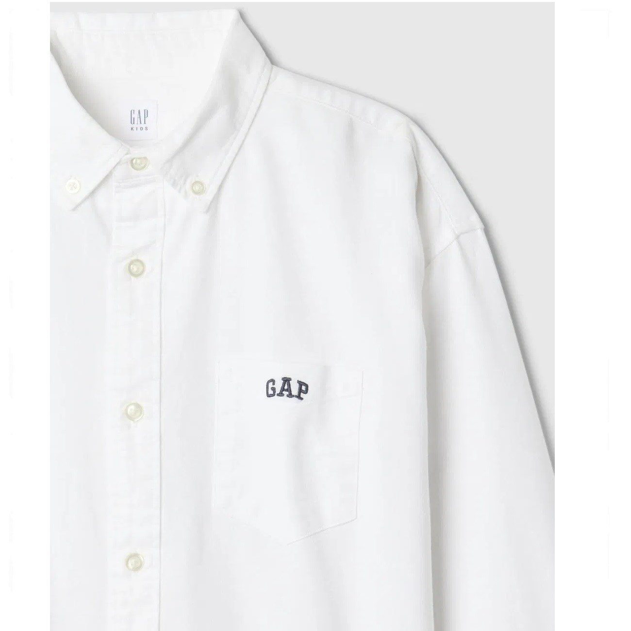 GAP Logolu Erkek Çocuk Oxford Gömlek Beyaz