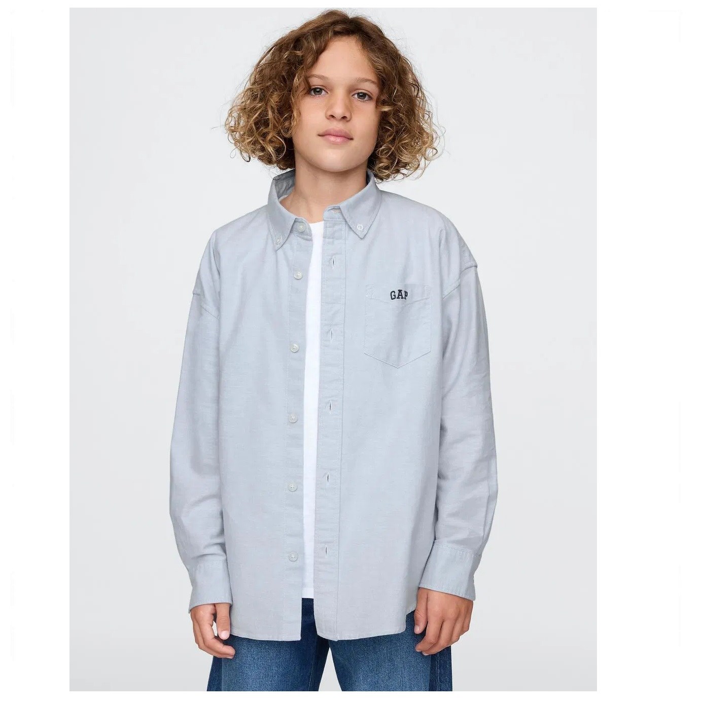 GAP Logolu Erkek Çocuk Oxford Gömlek Mavi