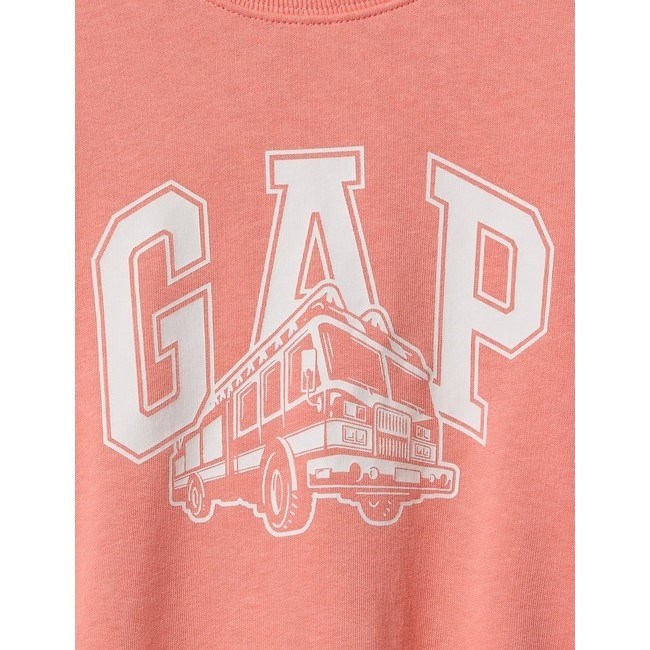 GAP Logolu Kız Bebek Havlu Kumaş Uzun Kol S-shirt Pembe