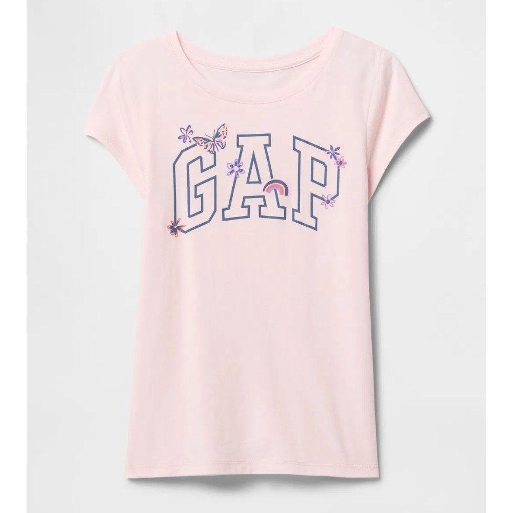 GAP Logolu Kız Çocuk Kısa Kol T-shirt Pembe