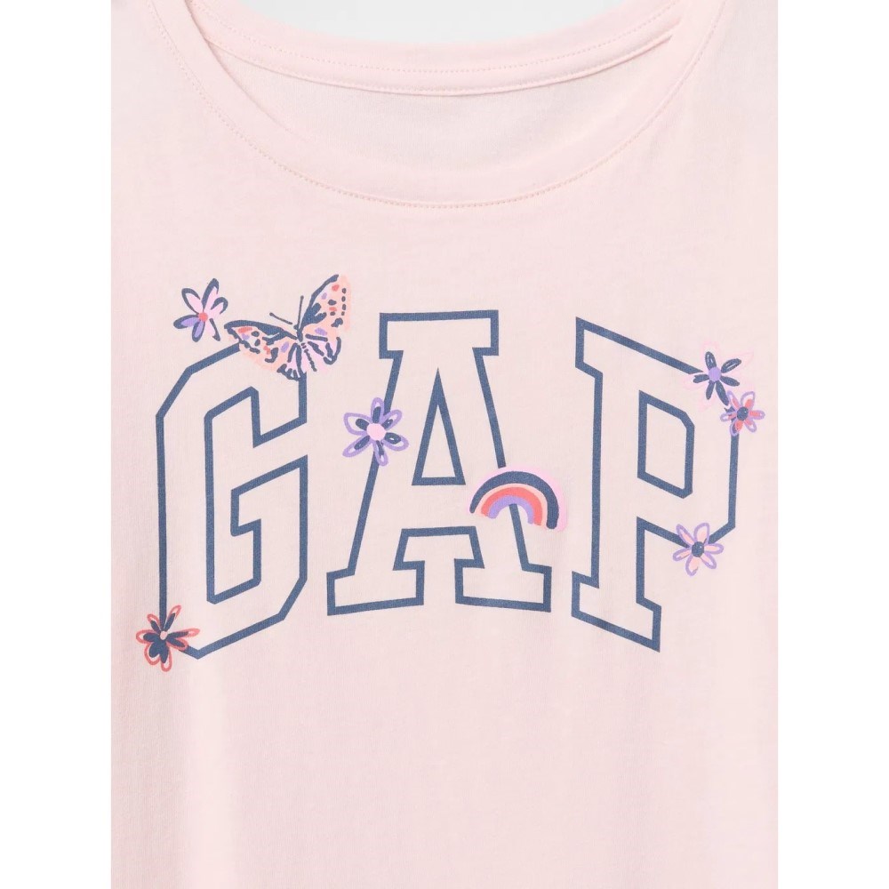 GAP Logolu Kız Çocuk Kısa Kol T-shirt Pembe