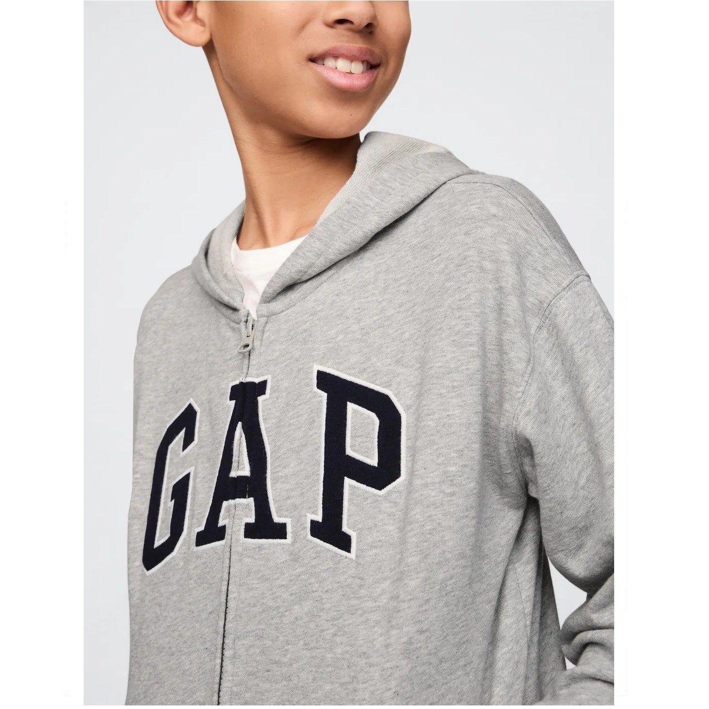 GAP Logolu Erkek Çocuk Relaxed Fermuarlı S-shirt Ceket Gri