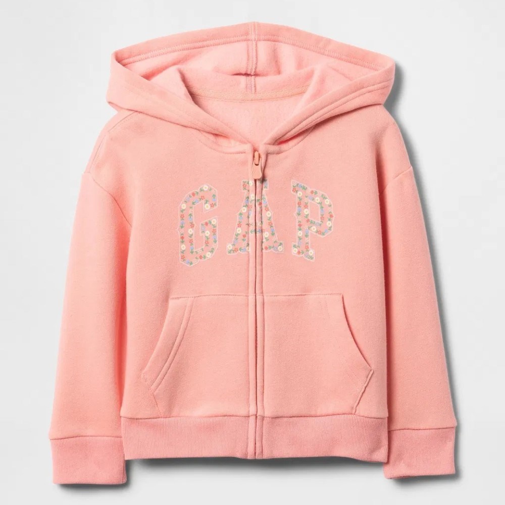 GAP Logolu Kız Bebek Relaxed Fermuarlı S-Shirt Ceket Pembe