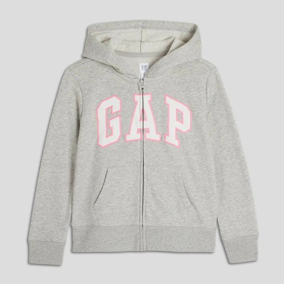 GAP Logolu Kız Bebek Relaxed Fermuarlı S-Shirt Ceket Gri