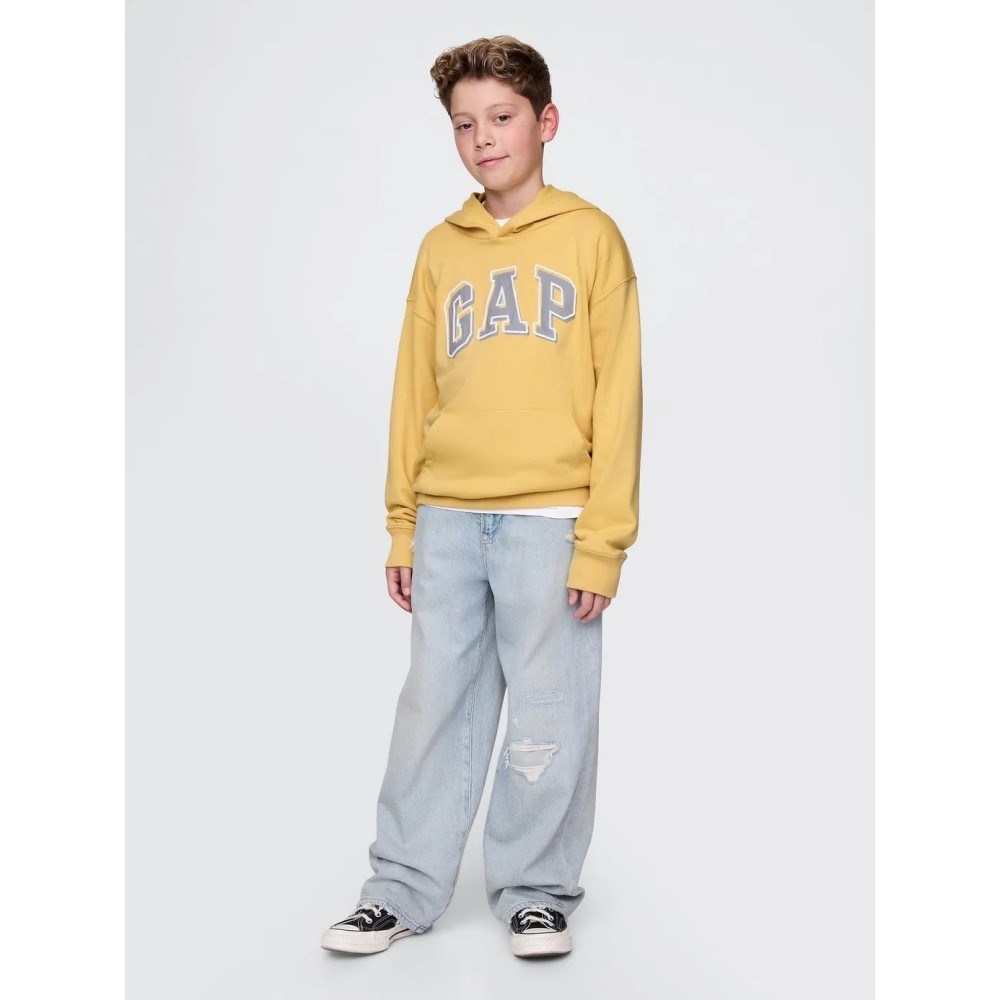 GAP Erkek Çocuk Relaxed Logolu  Havlu Kumaş Sweatshirt Sarı