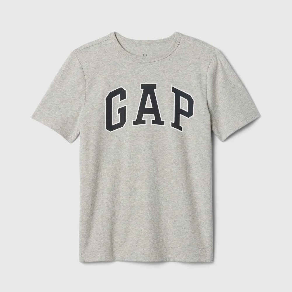 GAP Logolu Erkek Çocuk Kısa Kol T-shirt Gri
