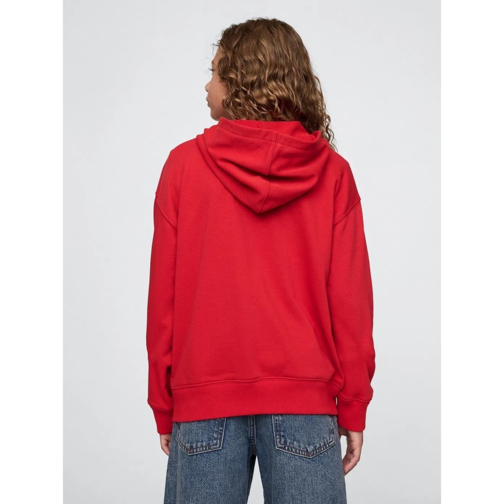 GAP Logolu Kız Çocuk Fransız Havlu Kumaş Fermuarlı S-shirt Ceket Kırmızı