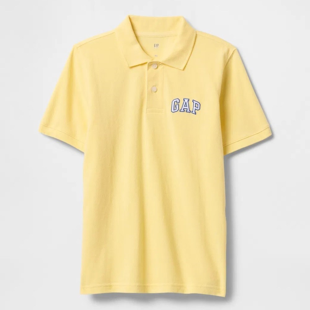 GAP Logolu Erkek Çocuk Pique Polo Yaka Kısa Kol T-shirt Sarı