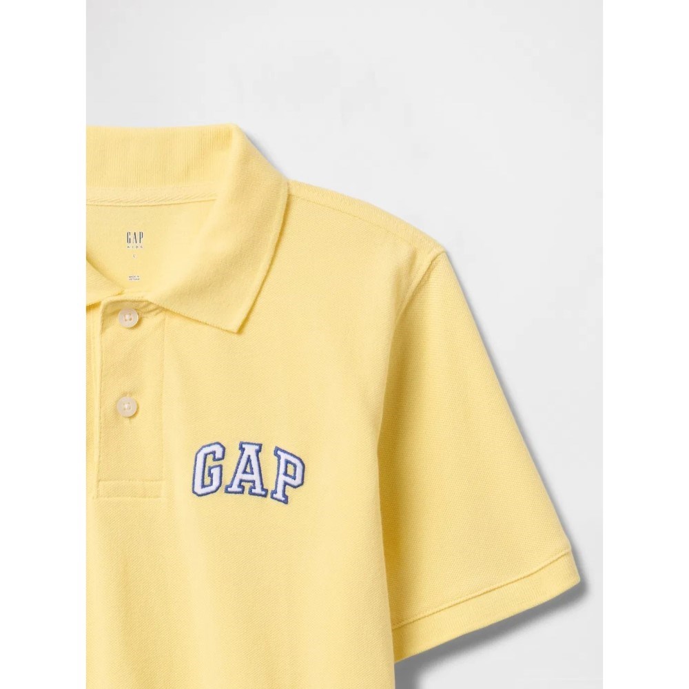 GAP Logolu Erkek Çocuk Pique Polo Yaka Kısa Kol T-shirt Sarı