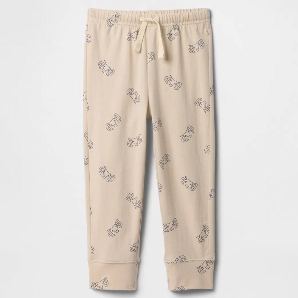 GAP Erkek Bebek Logo Baskılı Pull-On Jogger Eşofman Altı Krem