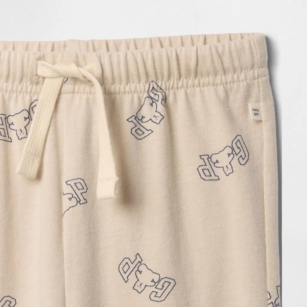GAP Erkek Bebek Logo Baskılı Pull-On Jogger Eşofman Altı Krem