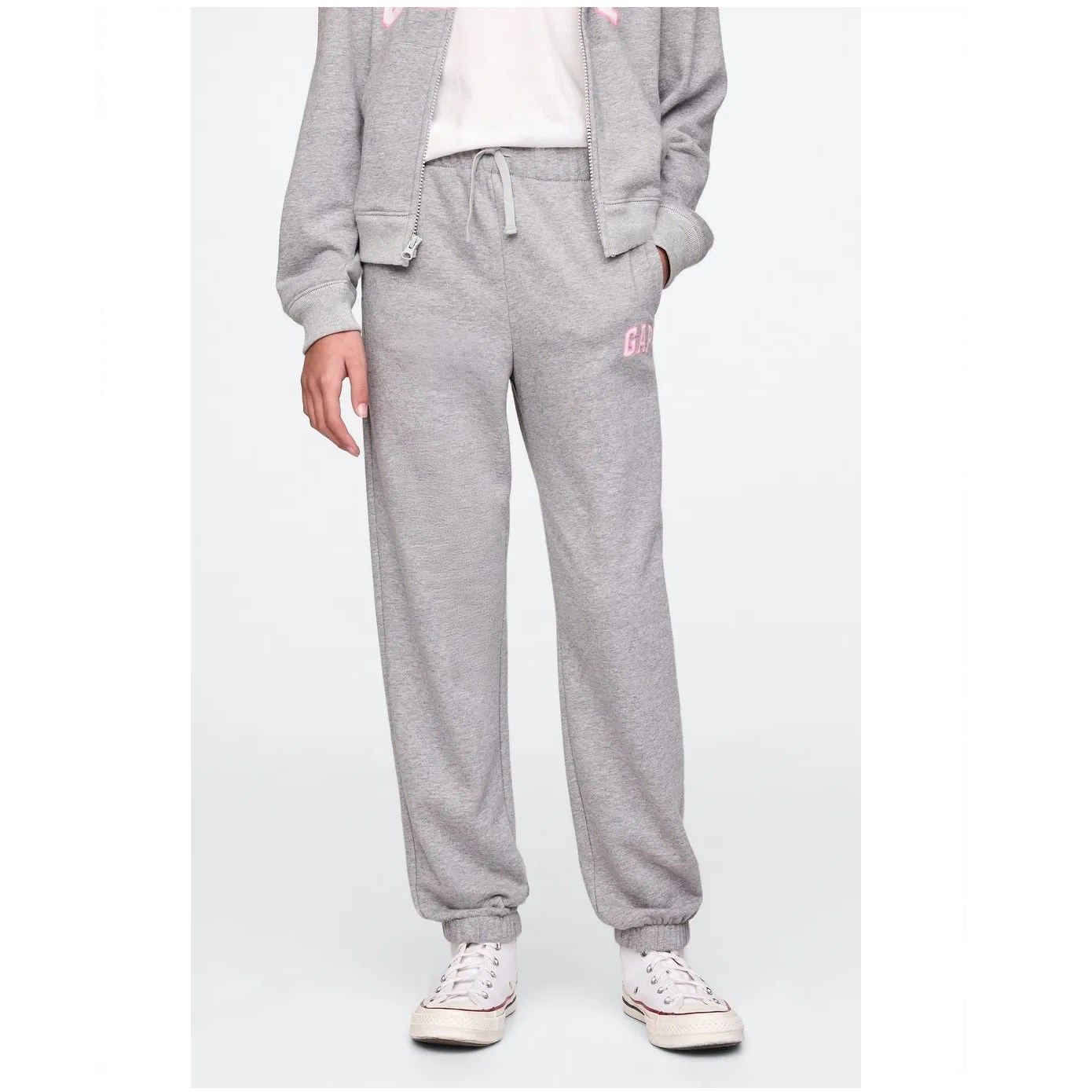 GAP Kız Çocuk Relaxed Fransız Havlu Kumaş Jogger Eşofman Altı Gri