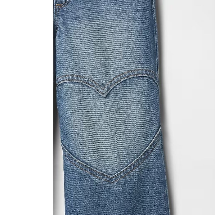 GAP Kız Bebek Kalp Desenli Denim Pantolon Mavi