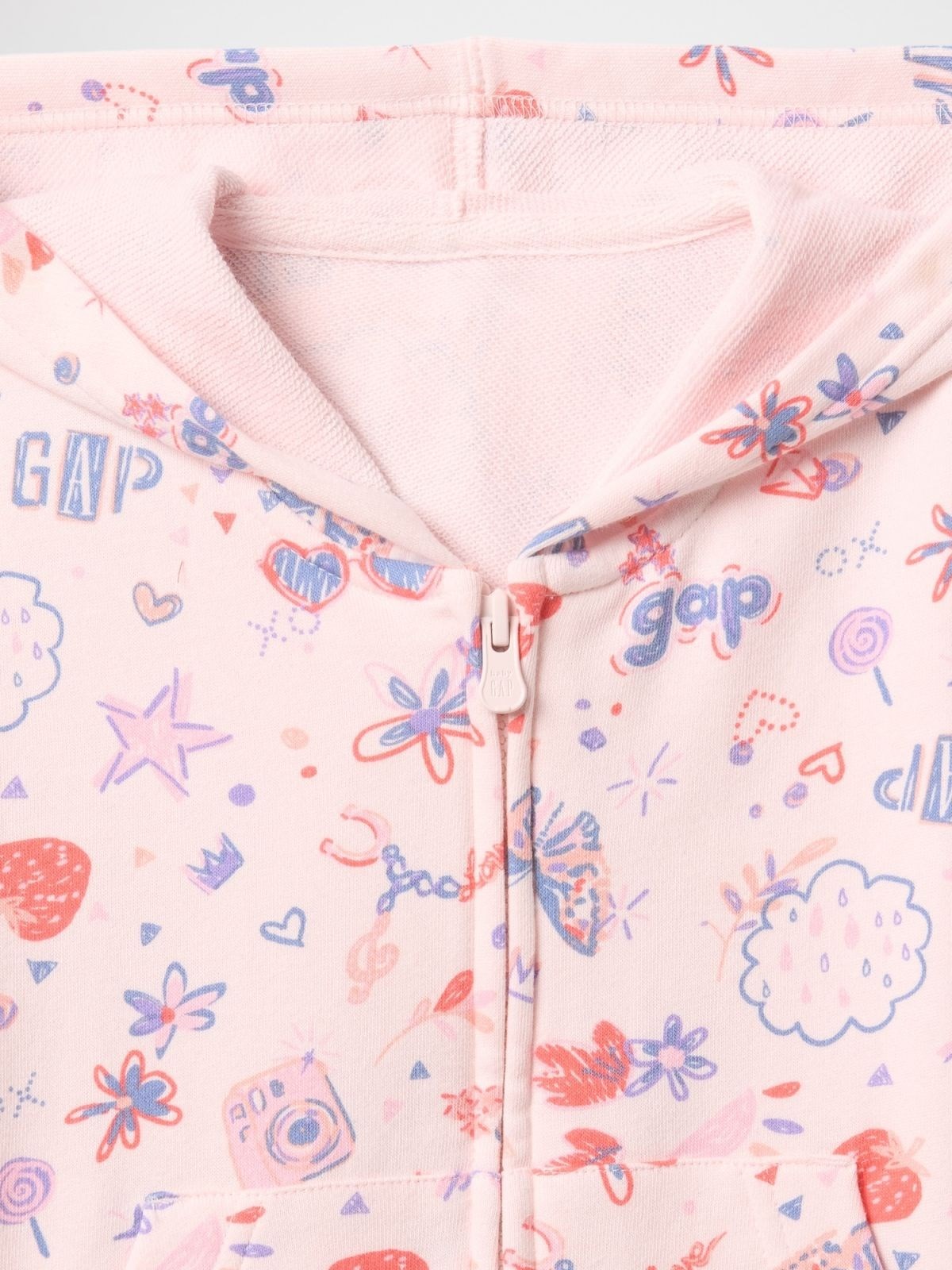 GAP Logolu Kız Bebek Relaxed Fermuarlı S-Shirt Ceket Pembe