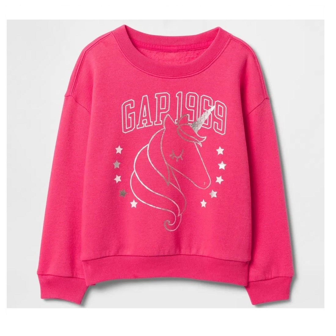GAP Kız Bebek Havlu Kumaş Grafikli Uzun Kol S-shirt Pembe