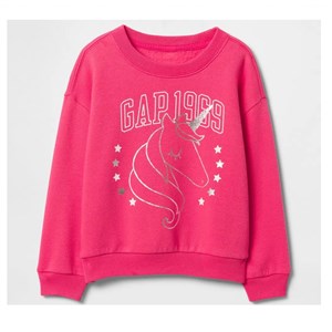GAP Kız Bebek Havlu Kumaş Grafikli Uzun Kol S-shirt
