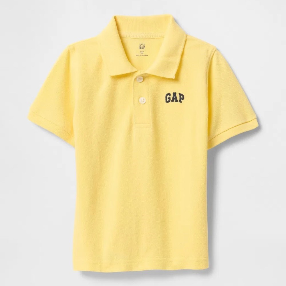 GAP Logolu Erkek Bebek Polo Yaka Kısa Kol T-shirt Sarı
