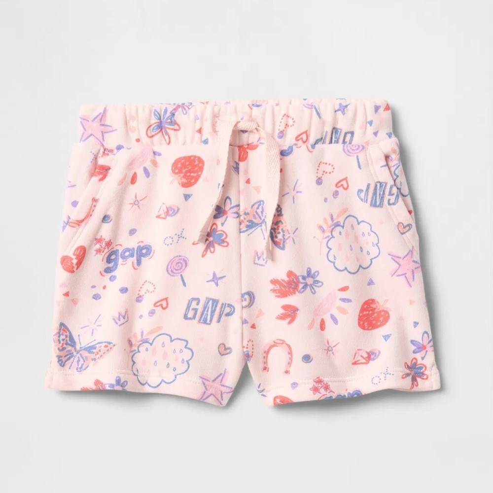 GAP Logo Kız Bebek Havlu Kumaş Pull-On Şort Pembe
