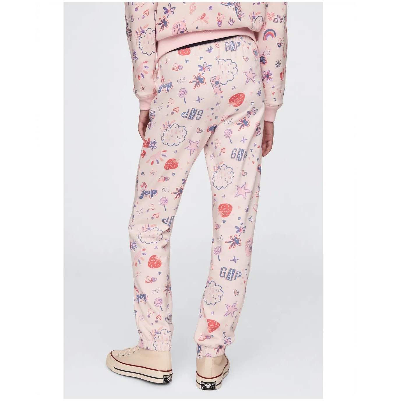 GAP Kız Çocuk Fransız Havlu Kumaş Jogger Eşofman Altı Pembe